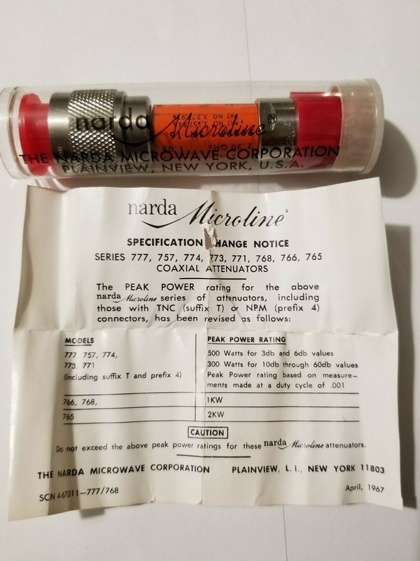NARDA MICROLINE 771-1-S 1 db COAXIAL ATTENUATOR C239485-1 Qty1