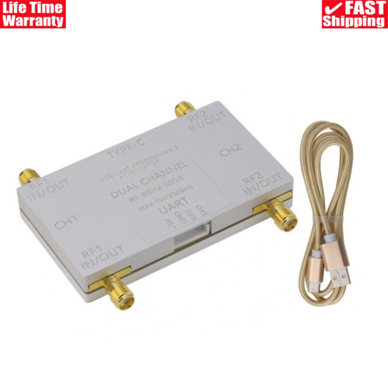 RF-8GHz-60DB Dual Channel Programmable Attenuator RF Attenuator w/Type-C Cable