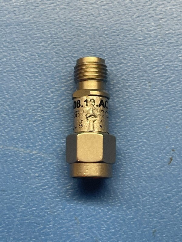 Used Huber+Suhner 6608.19.AC SMA coaxial attenuator, 3 dB, 2 W, 8 GHz gallery