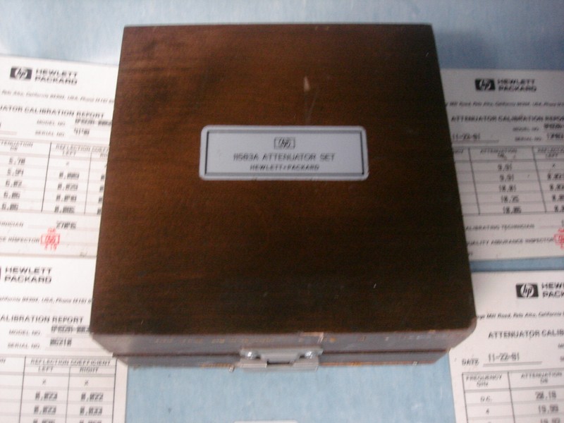 HP 11583A fixed APC-7 attenuator set 3, 6, 10, 20 dB original Calibration Cards gallery