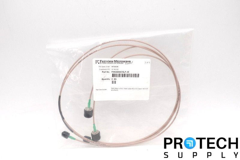 (Qty.2) Faireview FMC0208315LF-48 SMA Male to BNC Male Cable NEW with WARRANTY