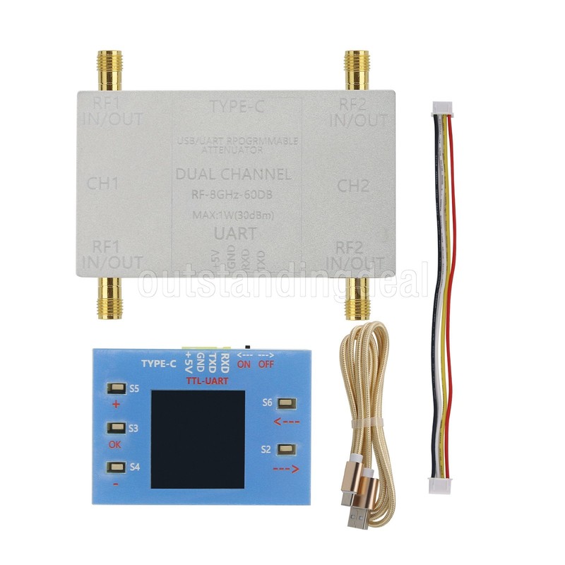 LF-8GHz Dual Channel RF Attenuator Module 60dB 50ohms with SMA Female Connector