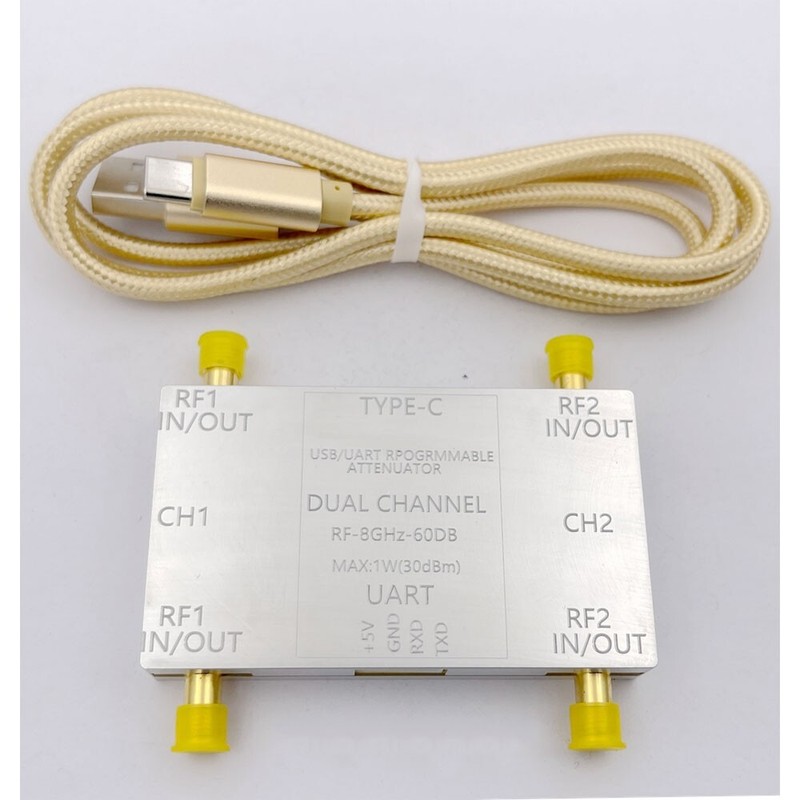 RF-8GHz-60DB Dual Channel Programmable Attenuator RF Attenuator w/Type-C Cable