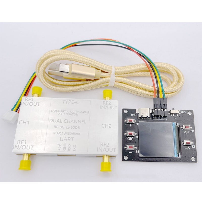 LF-8GHz Dual Channel RF Attenuator Module 60dB 50ohms with SMA Female Connector