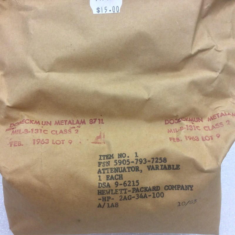 HP Attenuator Variable FSN 5905-793-7258 Feb 1963 Lot 9 Unopened New gallery