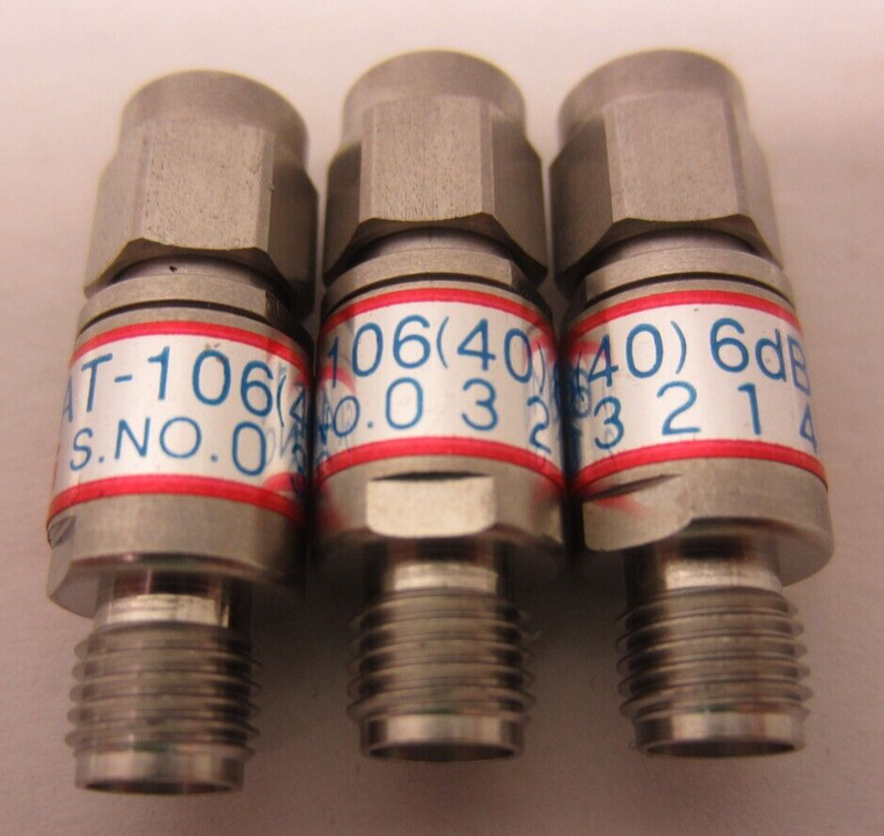 HRS AT-106(40): DC-18GHz 6dB Coaxial Fixed Attenuator(4 LOTS OF 3)