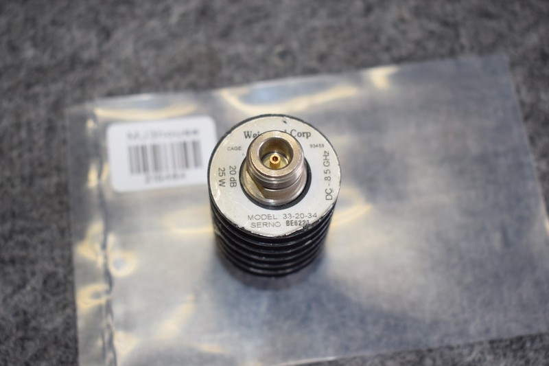 Weinschel 33-20-34 Coaxial Attenuator 20DB DC-8.5 GHZ #215464-R1*B62 gallery