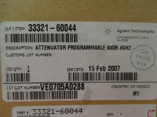 Agilent Technologies 33321-60044 Attenuator Programmable 60DB 4GHZ gallery