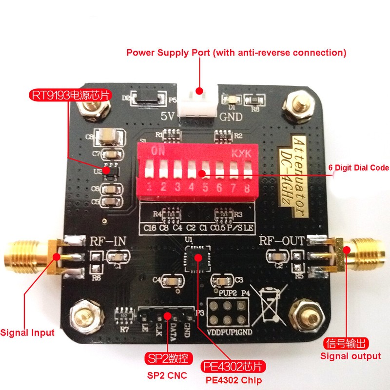 PE4302 Digital RF Attenuator Module DC-4000MHz Attenuation Digital Master Panel gallery