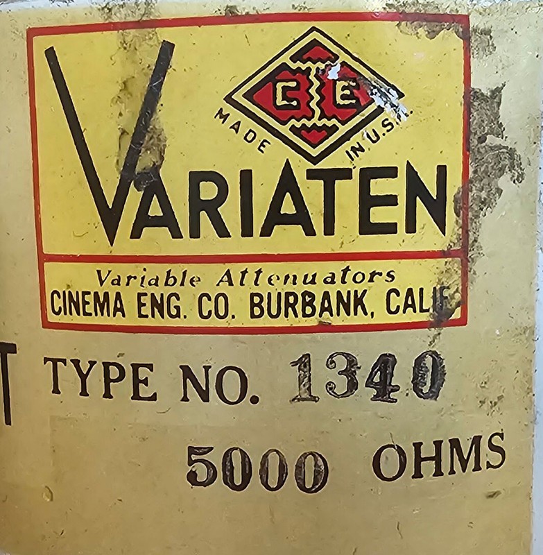 Cinema Engineers Variable Attenuator Type 1340, 5000 Ohms, Vintage - Tested gallery