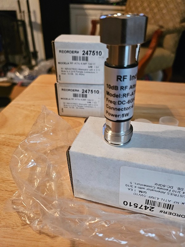RF Industries RF-ATN-4.3MF-10 db 6 GHz, 4.3/10 (M-F), Fixed Attenuator. New!