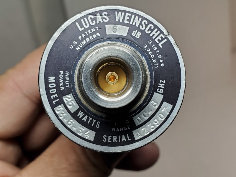 Lucas Weinschel Model: 33-6-34 Attenuator DC-5GHz 6dB 25W