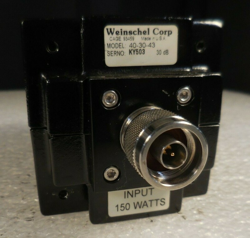 Aeroflex/ Weinschel 40-30-43 Fixed Coaxial Attenuator (30 dB, 150W IN, 20W OUT)