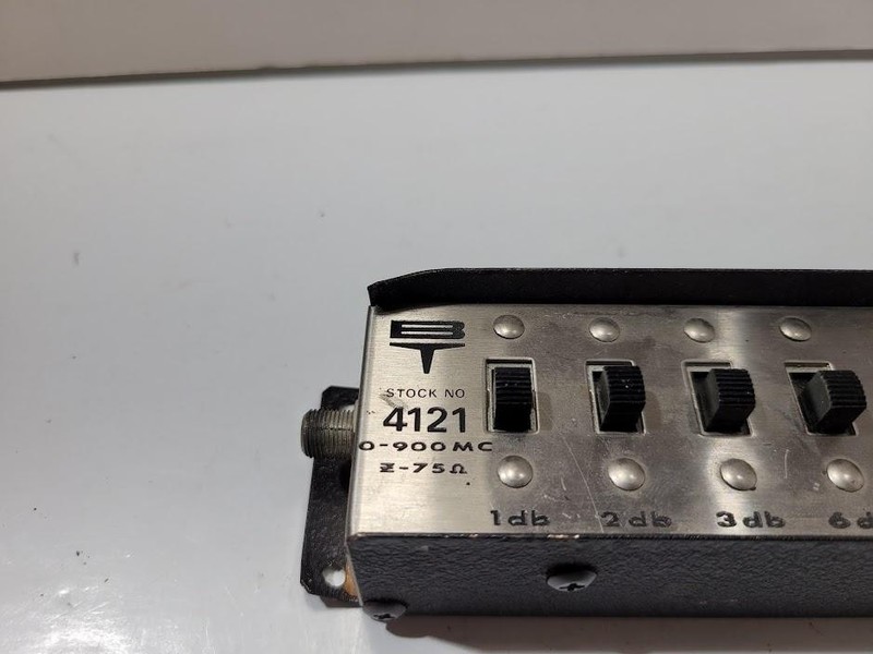 Vintage RF Step Attenuator 0-900 MC 75Ω Stock 4121 1-20 dB Inline Coax Cable gallery