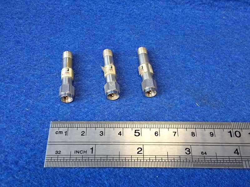 WE RF Attenuator Model: 3T-50 Fixed, 0 to 12.4 GHz, 50 dB, SMA (F/M) lot of 3. gallery