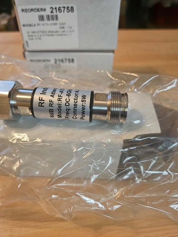 RF Industries RF-ATN-4.3MF-6db 6 GHz, 4.3/10 (M-F), Fixed Attenuator. New! gallery