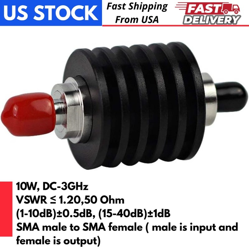 10W SMA Attenuator 40db DC to 3GHz 50 Ohm SMA Male to SMA Female for HT Testing