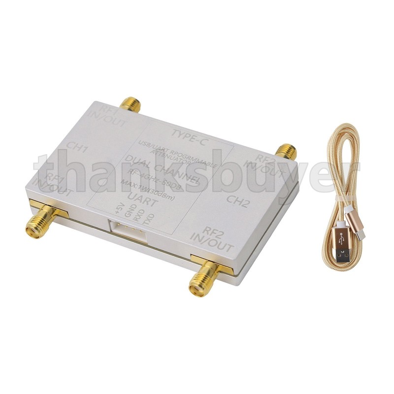 RF-4GHz-60DB 2 Ch Programmable Attenuator RF Attenuator + Type-C Cable for PC