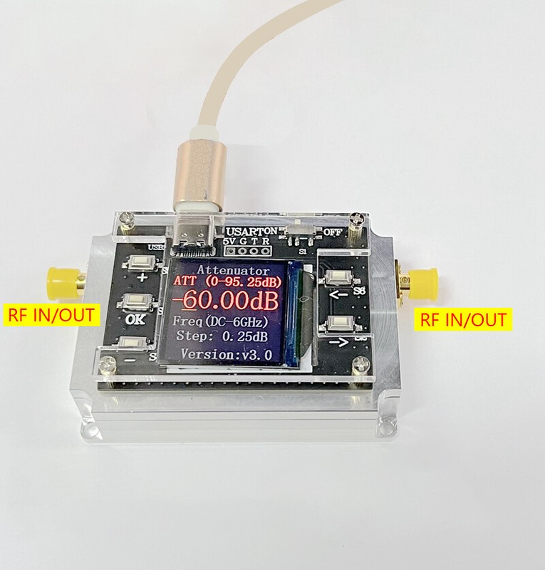 ATT-6000V3.0 DC-6GHZ 90DB Programmable Attenuator Module RF Attenuator 1.3" OLED