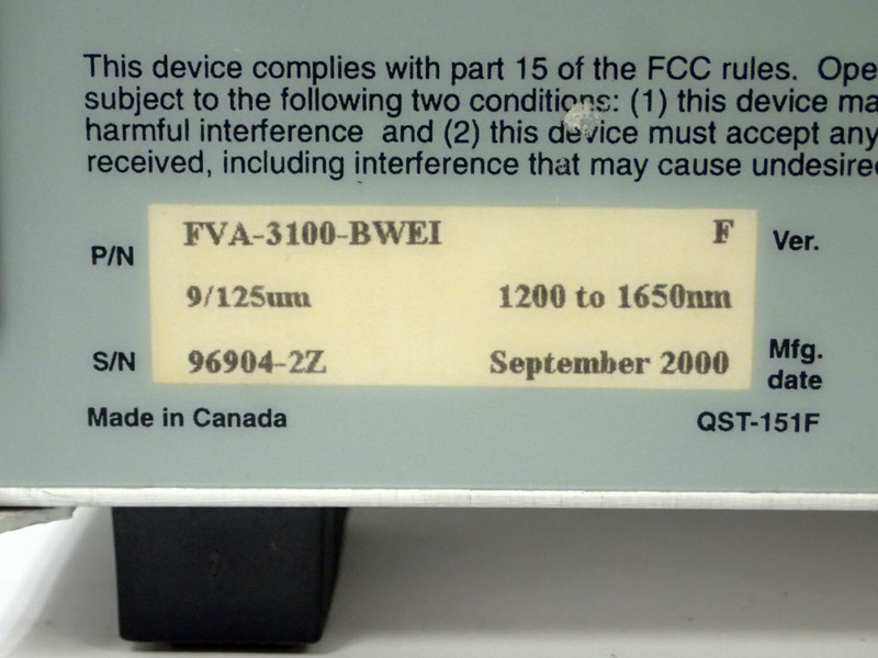 EXFO GO FVA-3100-BWEI VARIABLE ATTENUATOR 9/125um, 1200-1650nm VER. F, TESTED! gallery