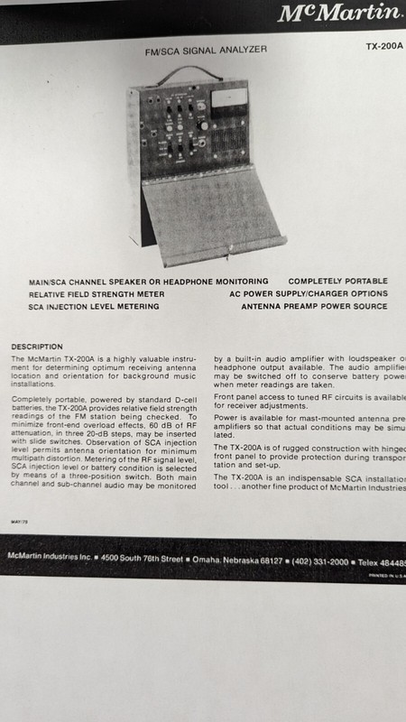 mcmartin tx-200a FM/SCA signal analyzer from the 70s gallery