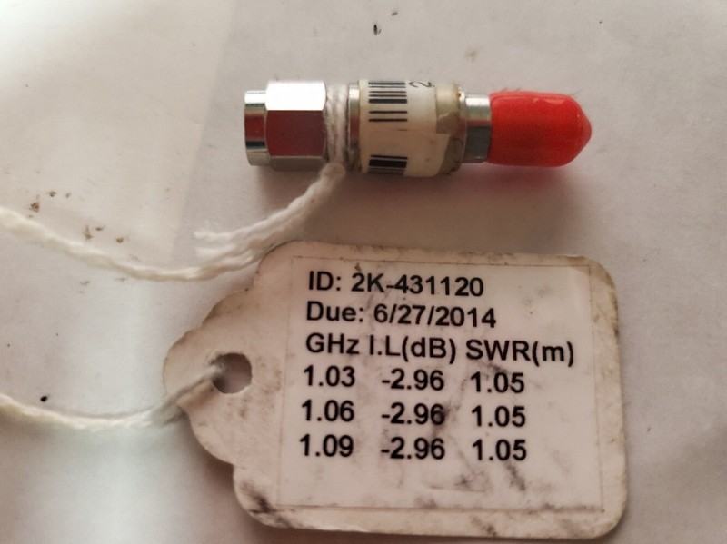 Weinschel 4M-3?, DC to 18 Ghz, 3 dB, 2 W, SMA (M-F) Fixed Attenuator cal@ 1 GHz