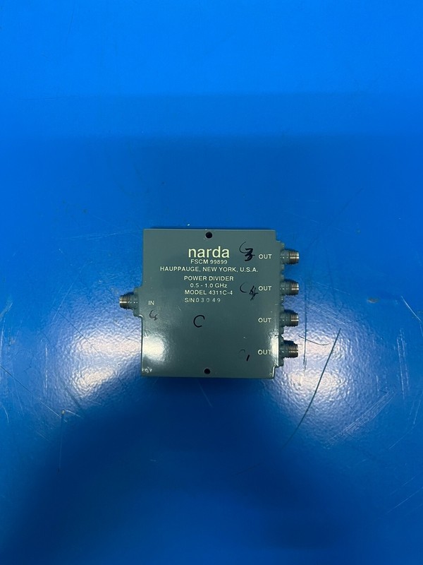 Narda 4311C-4 : Power Divider, 4-way, 0.5 to 1.0 GHz, SMA(f), 30 Watt (3049)