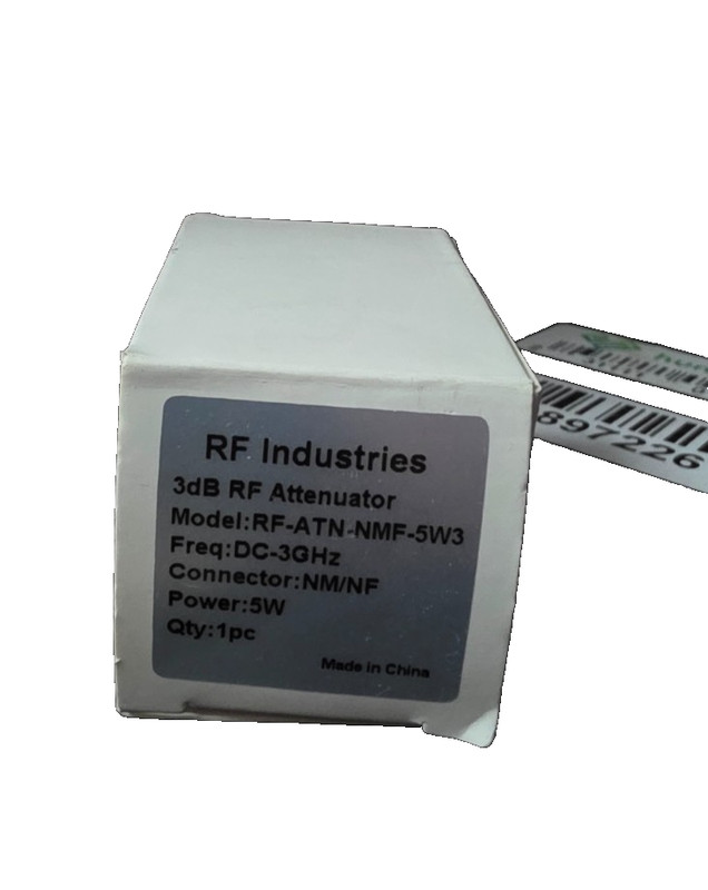 RF Industries RF-ATN-NMF-5W2 2dB RF Attenuator , 3GHz DC , NM-NF , 5 Watt