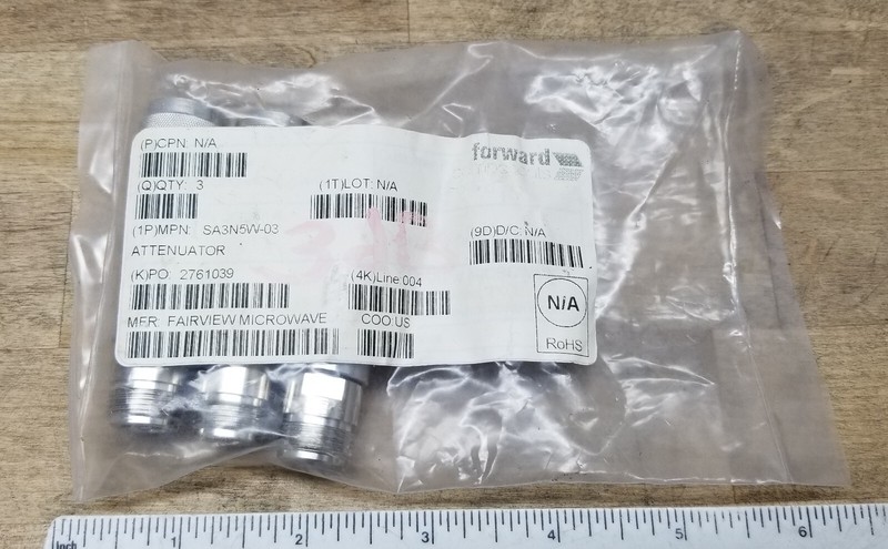 New / NOS LOT OF 3 Fairview Microwave SA3N5W-03 3dB Fixed Attenuator N Male Plug