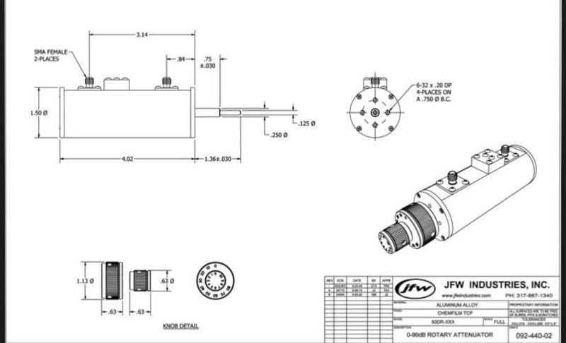 JFW 50DR-077, DC-2000MHz, 90dB x 1dB, SMA Rotary Manual Adjustable Attenuator, gallery