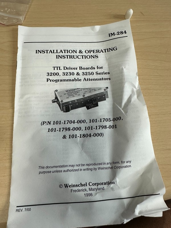 Weinschel Corp Programmable Attenuator 3200-1-1 with TTL Driver board gallery