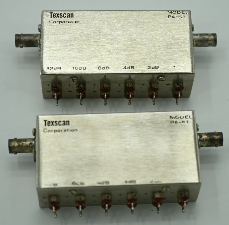 Lot of (2) Texscan Model PA-51 RF Signal Attenuators