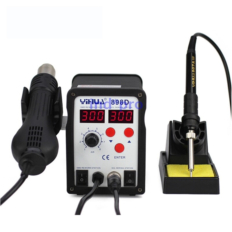New YIHUA YH-898D Dual Digital Display 2 In 1 Soldering Station Hot Air Gun 220V gallery