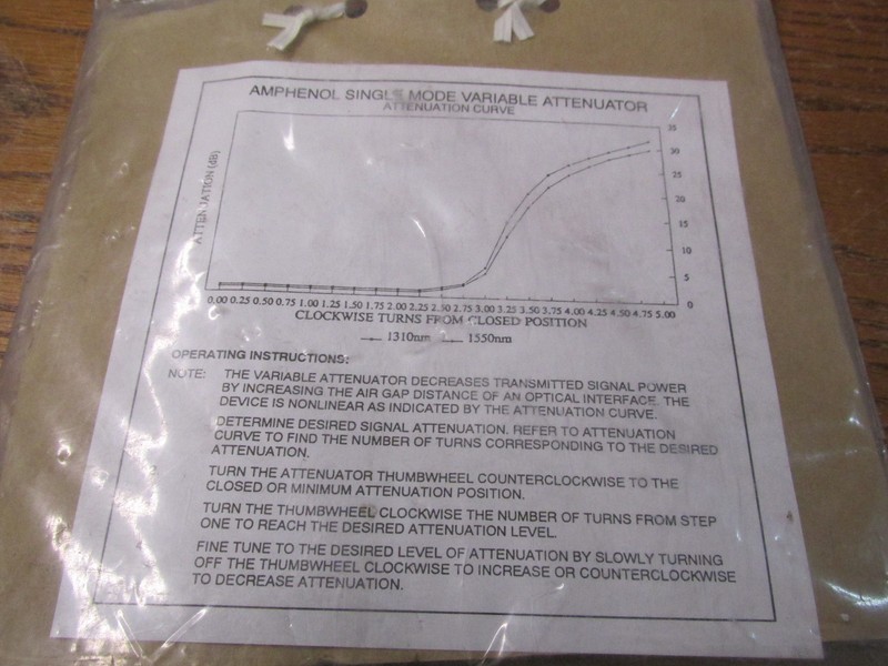 NEW NOS Amphenol 41240400012 Single Mode Variable Attenuator 2M/FC gallery