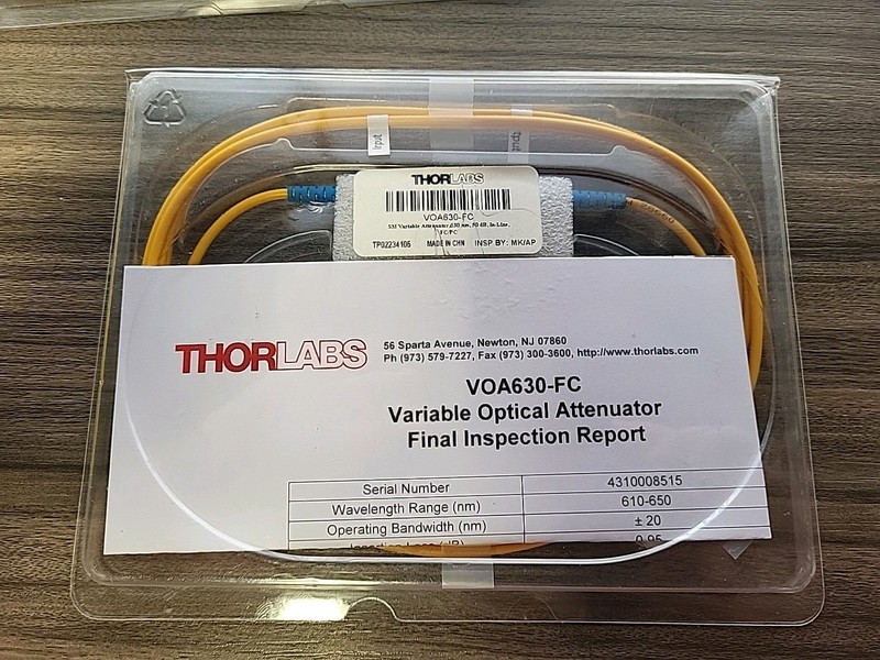 Thorlabs VOA630-FC SM Variable Attenuator, 630nm, In-Line, FC/PC Connectors