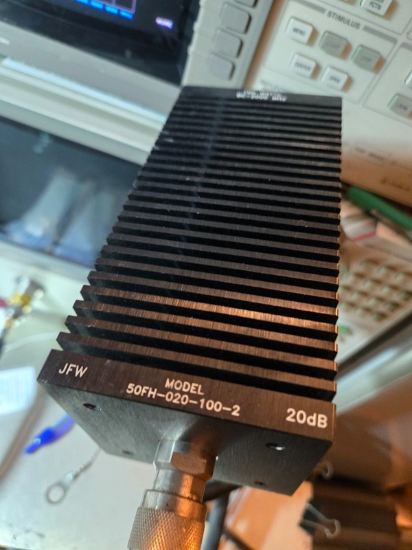 JFW 50FH-020-100-2 Fixed Attenuator 100W 20dB N(M,F) connector Repaired & Tested gallery