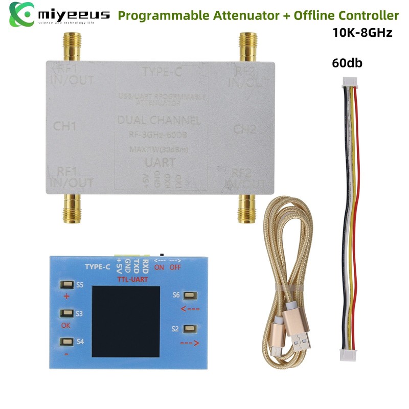 RF-8GHz-60DB Programmable Attenuator + Type-C Cable + Offline Control Board