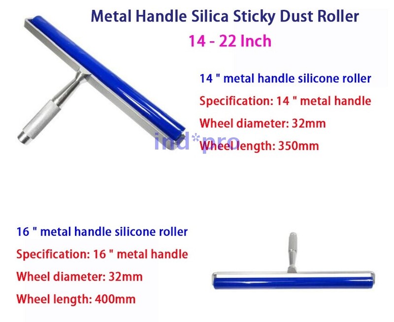Anti Static Dust Removal Tool Metal Handle Silica Sticky Dust Roller 14-22 Inch