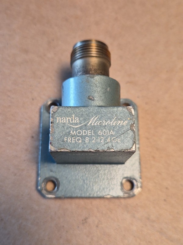 Narda Model 601A WR90 Waveguide-Type N Coaxial Adapter, 8.2 to 12.4 GHz, Used.