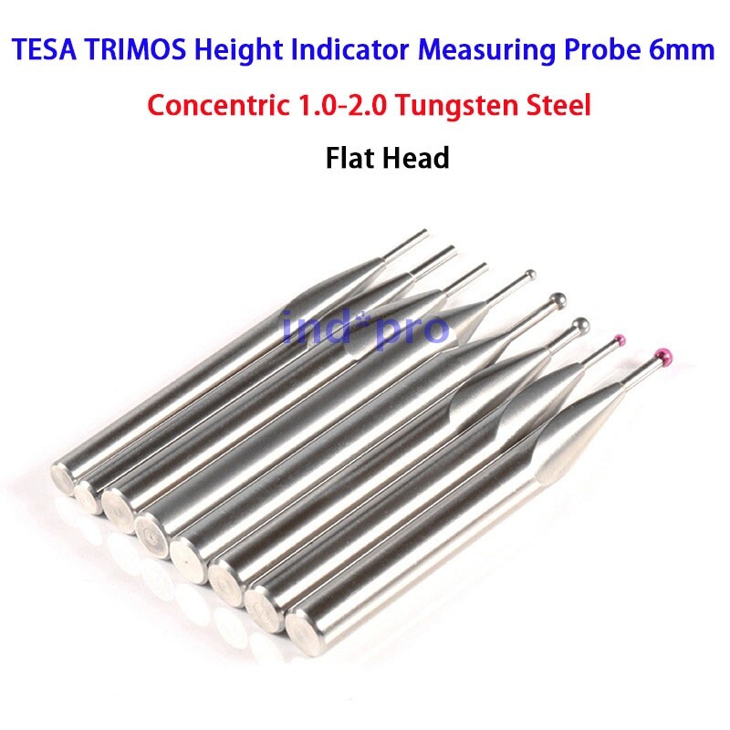 TESA TRIMOS Height Indicator Measuring Probe 6mm New Tungsten Flat Head 1.0-2.0