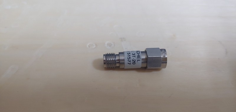 Weinschel 3T-20: Coaxial RF Attenuator 20 dB 2 W SMA(M) to SMA(F) (1577) gallery